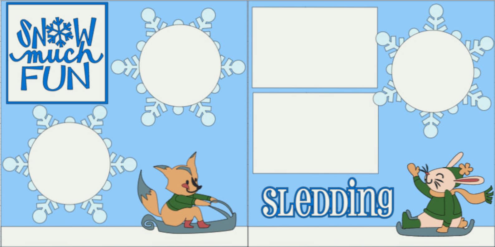 Snow Much Fun- 12X12 DIY Scrapbook Layout or Premade Kit - Etsy