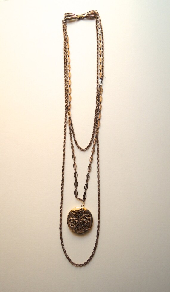 Vintage Filigree Costume Jewelry Chain Locket