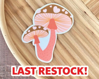 Heart Mushroom Sticker, Hydroflask Sticker, Laptop Sticker, Matte finish, Waterproof Sticker, Groovy Stickers, Retro Sticker, Gift Idea