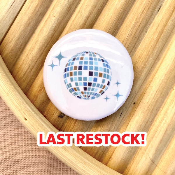 Disco Ball Pinback Button, 1.5" Button, Cute Pin, Retro Badge, Groovy Button, Gift Idea, Positive Pinback Buttons, 70's Style, Hippie Button