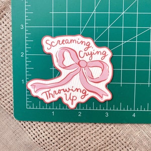 Screaming, Crying, Throwing Up Bow Sticker, Water Bottle Sticker, Laptop Sticker, Matte, Waterproof, Gift, Funny, Coquette, Girly, Ribbon image 7