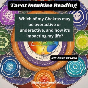 Lectura intuitiva de tarot el mismo día* de los chakras: ¿cuál de mis chakras puede estar hiperactivo o hipoactivo y cómo afecta mi vida? Pdf de 24 horas