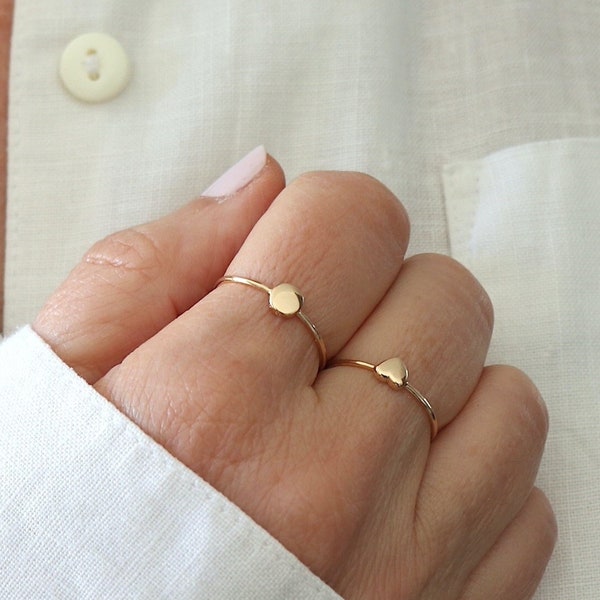 bague plaqué or coeur ou pastille au choix,bague fine pour femme,bague dorée minimaliste,cadeau