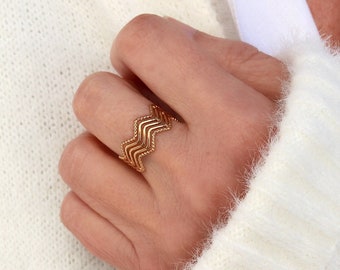 vijf rij gouden roestvrijstalen ring, verstelbare ring voor vrouwen, cadeaus voor haar