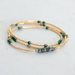 Damesarmband met drie parels op elastiek, Afrikaanse turquoise armband in 5 maten, cadeaus voor haar