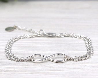 silver bracelet 925 double infinite chain