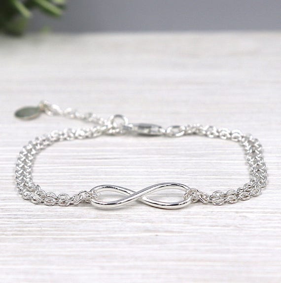 silver bracelet 925 double infinite chain