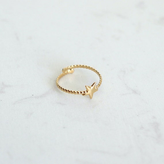 Golden stainless steel ring, adjustable star pattern women's ring, star stackable ring, women's gifts