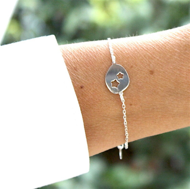 women plate openwork on string star bracelet 925 sterling silver