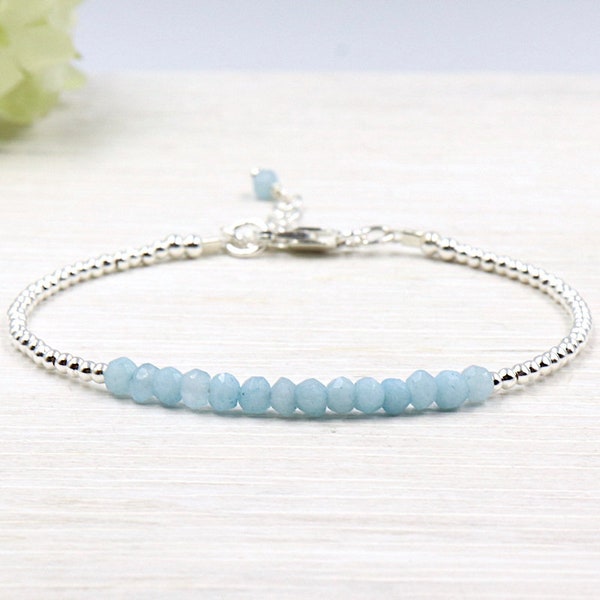 bracelet pierres de mystic blue et perles argent 925