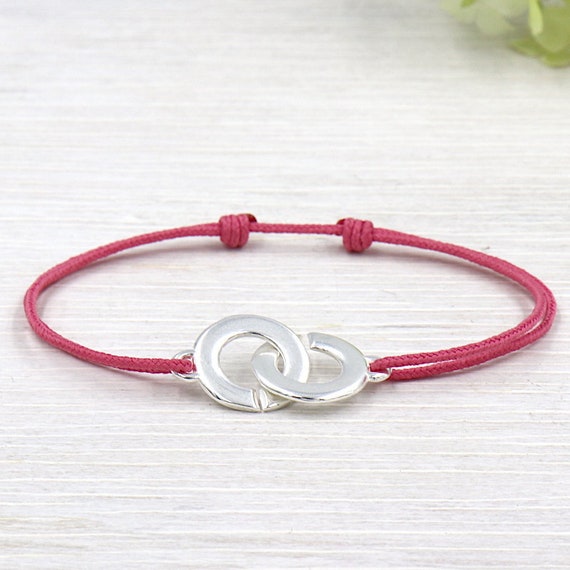 bracelet handcuffs solid silver cord of your choice