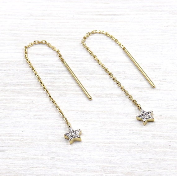 gold plated chain and earrings star cubic zirconia 18 k 3 microns