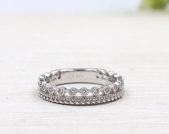 women's ring silver 925 and zircons model crown