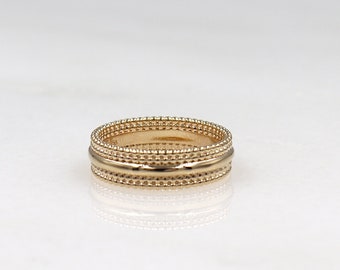 beaded gold plated ring for women