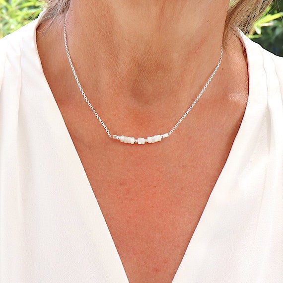Collier En Argent Massif Avec Perle Nacrée - Occasion - Bijou Fantaisie élégant