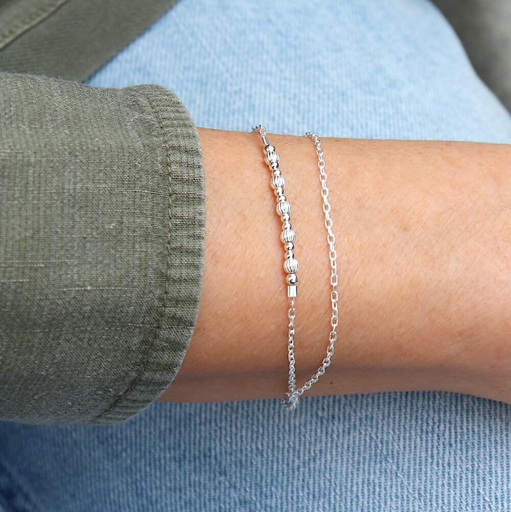 Onefeart 925 Argento Sterling Braccialetto Per le ragazze delle donne Musicale Nota Lunghezza Catena 20CM Evitare l'allergia
