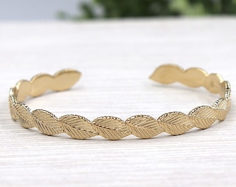 Bangle woman gold plated 750 thousandth shape leaf