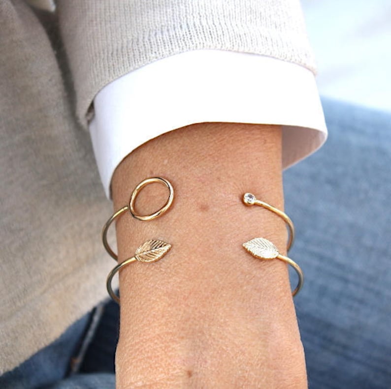 Bracelet Bangle thousandth 750 gold plated ring and zircon