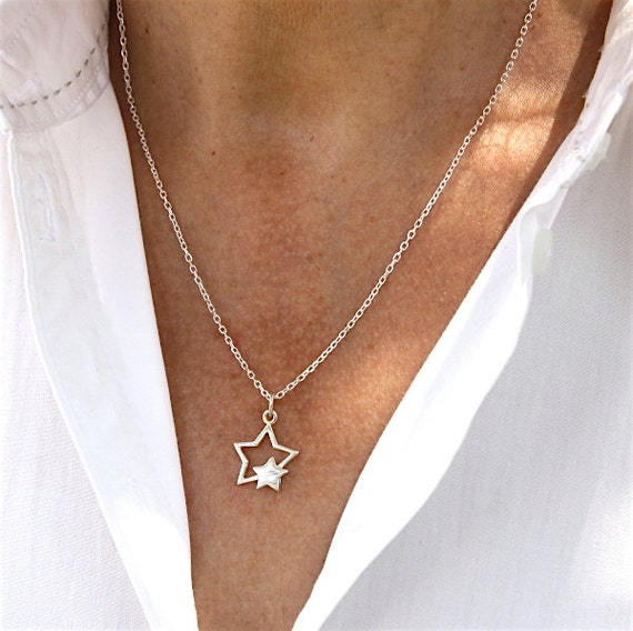 925 sterling silver star necklace on chain