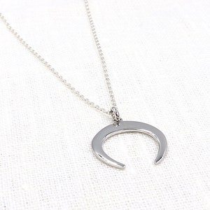 925 silver horn moon necklace for women