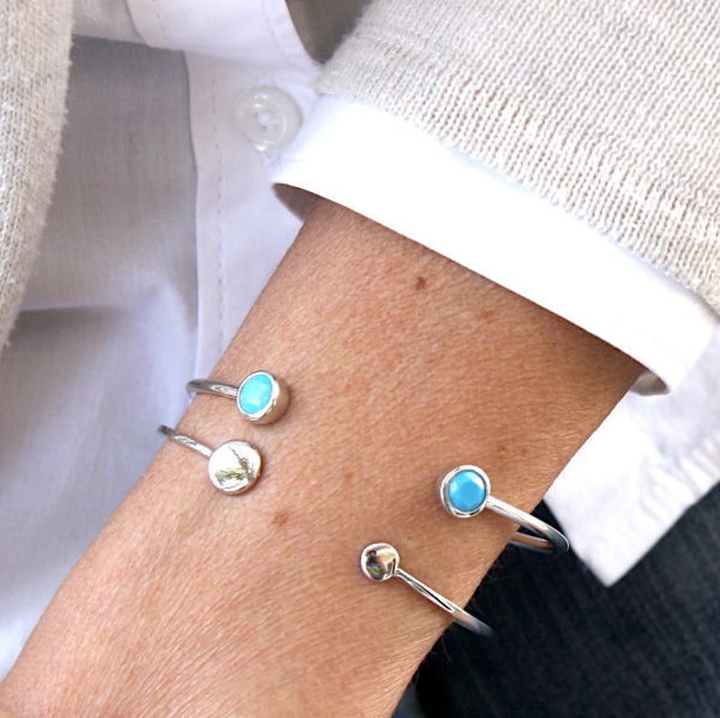 turquoise and 925 Silver Bangle Bracelet