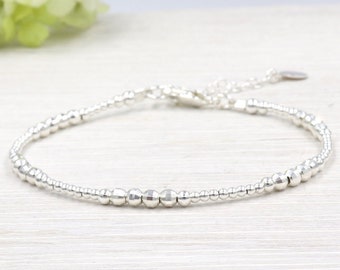 Bracelet perles argent 925 rondes et facettées