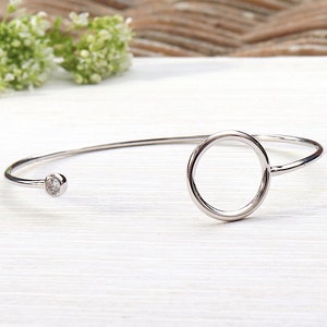ring and zircon 925 sterling silver Bangle Bracelet