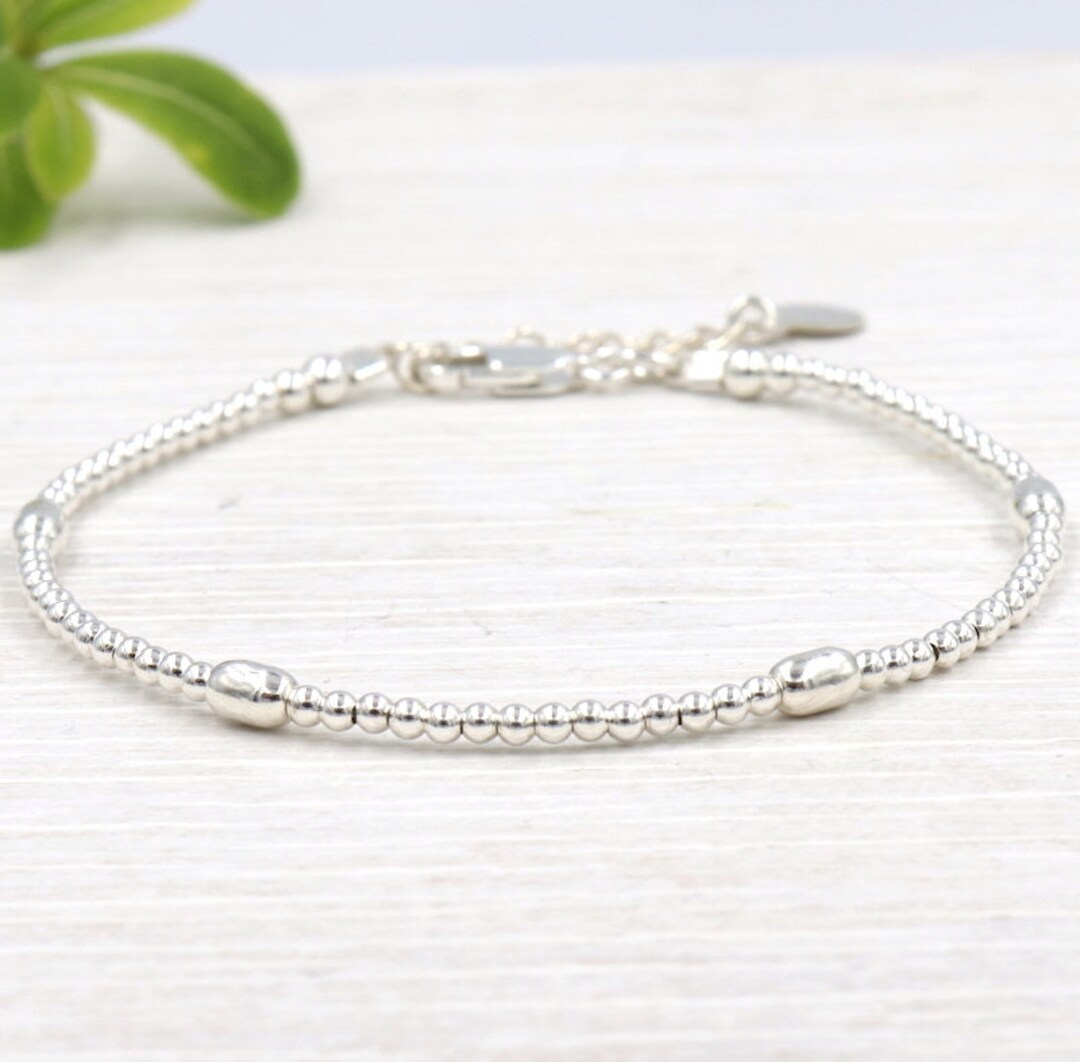 Bracelet Argent 925 Avec Perles Mobiles - Bijou Fin - Neuf Avec étiquettes