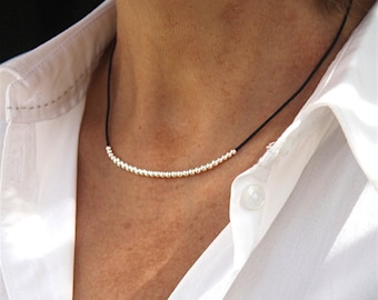 cord necklace of choice solid silver pearls 925