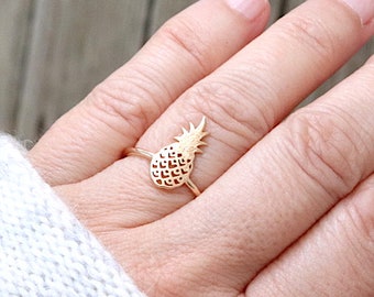 pineapple gold plated ring for women