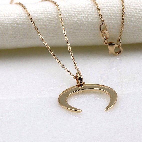 gold-plated moon horn necklace for women