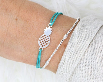 bracelet cord pineapple silver 925 for women