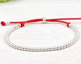 bracelet perles argent 925 sur cordon au choix