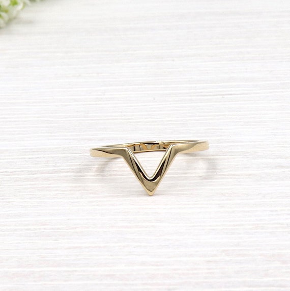 gold plated v ring for women