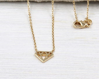 women gold plated diamond charm necklace