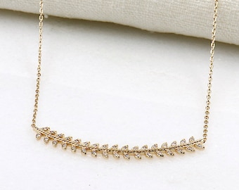 ears of corn with cubic zirconia gold plated necklace