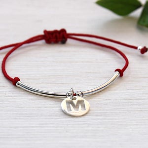 customizable cord bracelet with medal and bangles in 925 silver