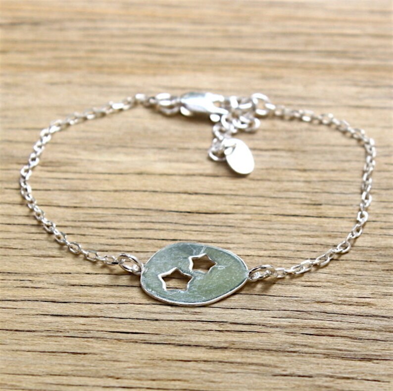 women plate openwork on string star bracelet 925 sterling silver