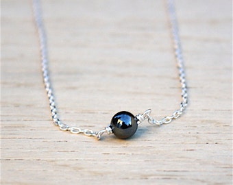 925 solid silver chain necklace and hematite gemstone