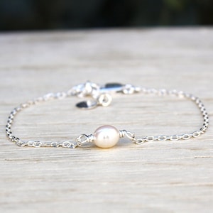 Bracelet silver 925 freshwater pearl on chain