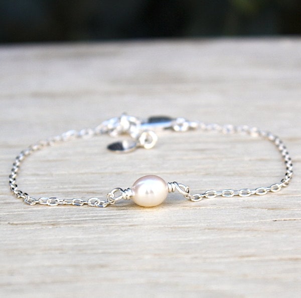Bracelet Perle D'eau Douce 18,5cm - Argent Massif, Fil Rouge Ciré, Marque ROSEMIMOSA