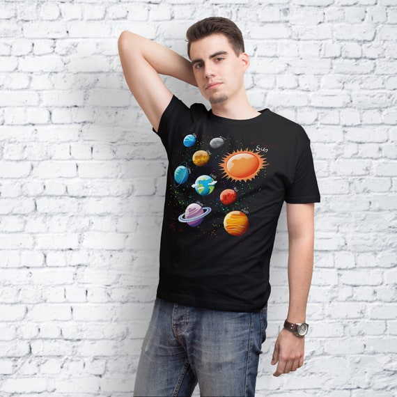 Solar System Planets T Shirt Solar System Shirt Planets Print Women Shirt Unisex Clothing Men Shirt Planets Shirt Planets Tee Yp1060