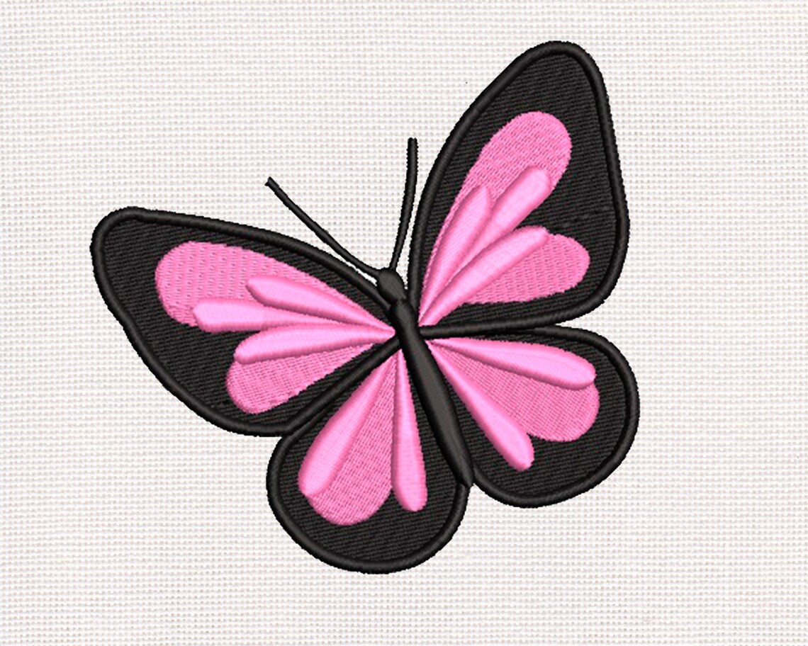 Pink butterfly digital embroidery scheme summer embroidery  etsy