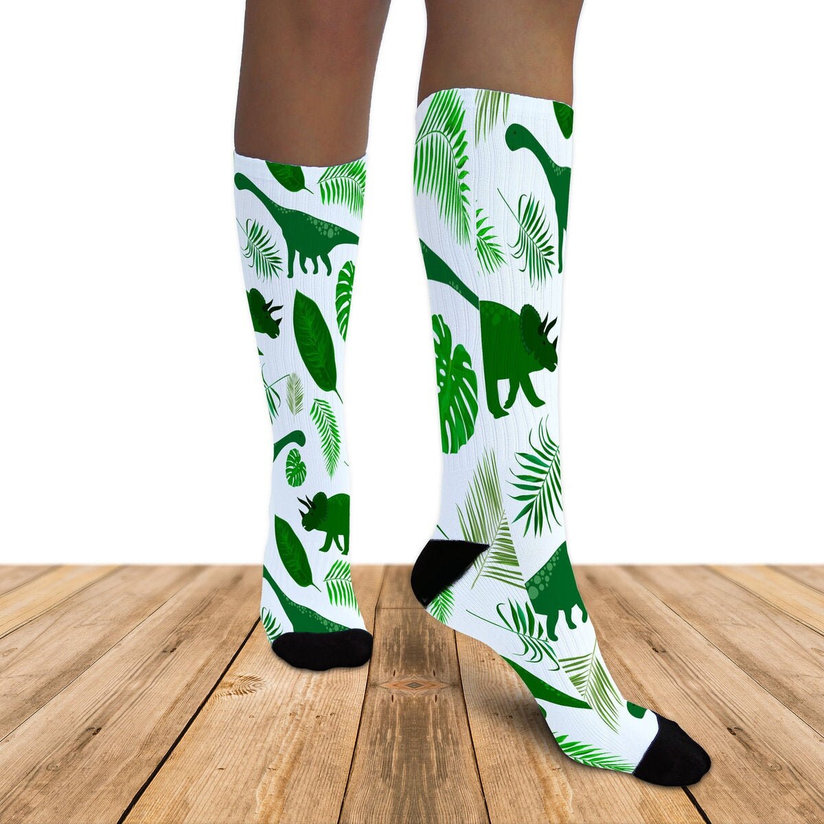 Funny KneeHigh Socks Dinosaurs Unisex Full Printed Socks Etsy
