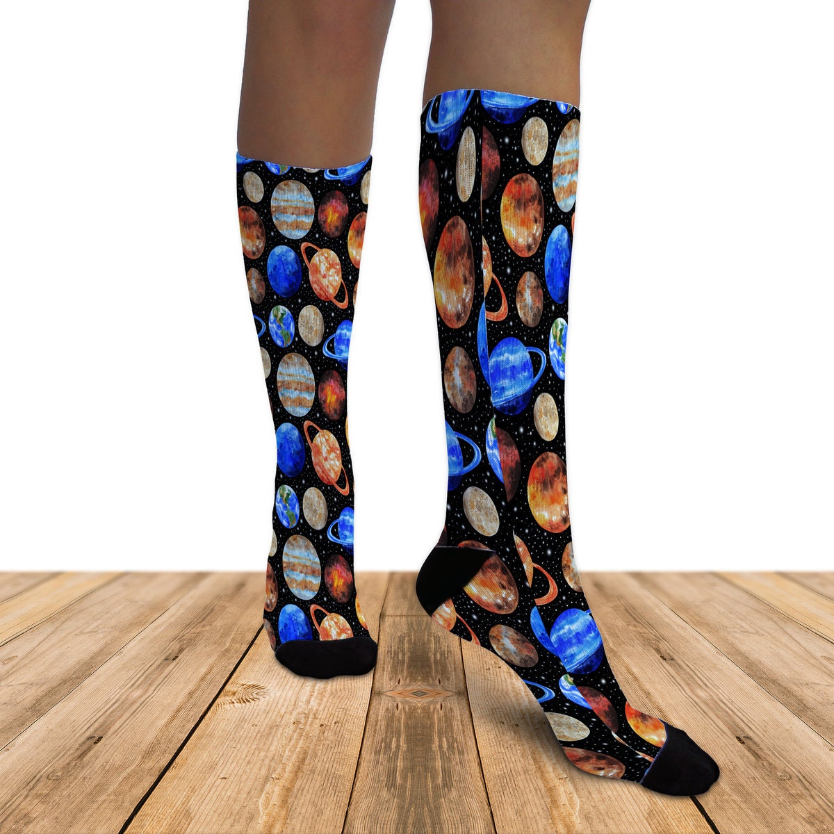 Funny KneeHigh Socks Space Design Unisex Full Printed Socks Etsy