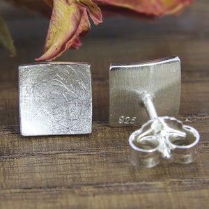 Earrings Silver 925/, Square, Concave, Silver Studs image 6