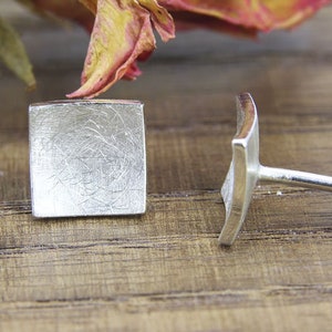Earrings Silver 925/, Square, Concave, Silver Studs image 4