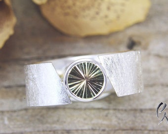 Ring silver with pink-green tourmaline, silver ring, handmade