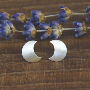 Ohrstecker Silber 925/-, kleiner Mond, strichmatt