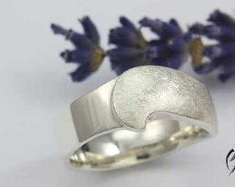 Ring Silber 925/-, mattiert/ poliert, Damenring, Silberring